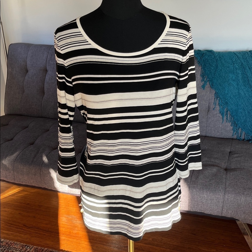 Black and White Striped St. John Women's Top size S